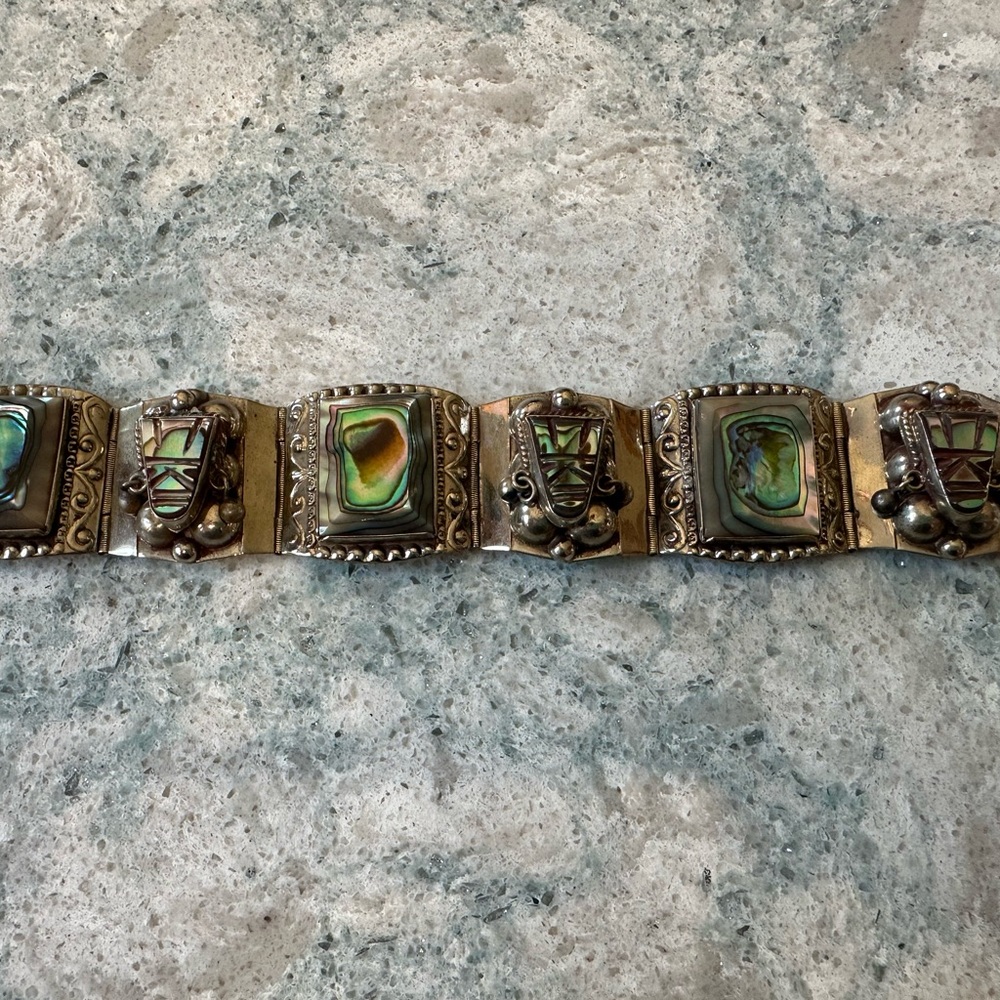 Mexican Taxco Abalone Bracelet- Vintage 1940s - Picture 8 of 8